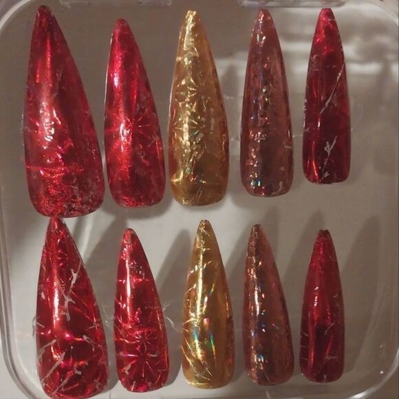 Hand crafted festive press on nails sz Large - Picture 7 of 9